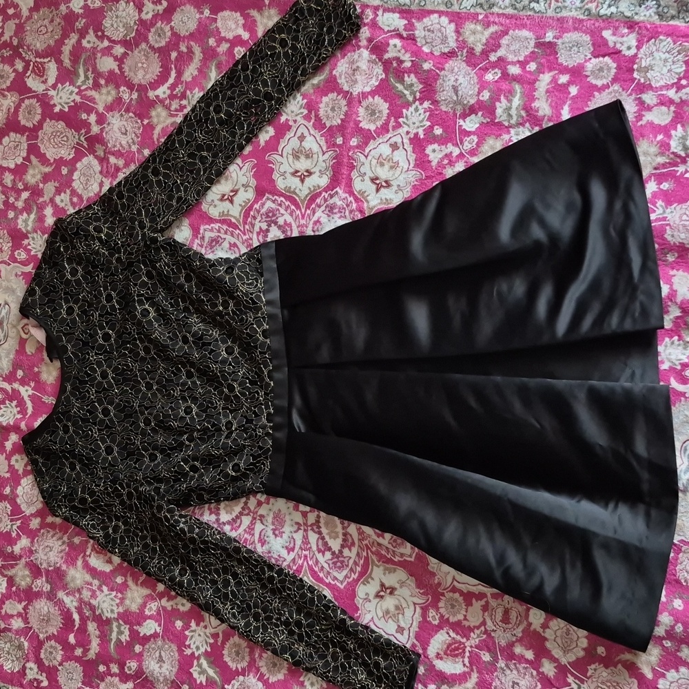 Ted Baker Freeya Lace Satin Fit & Flare Mini Dress S Black